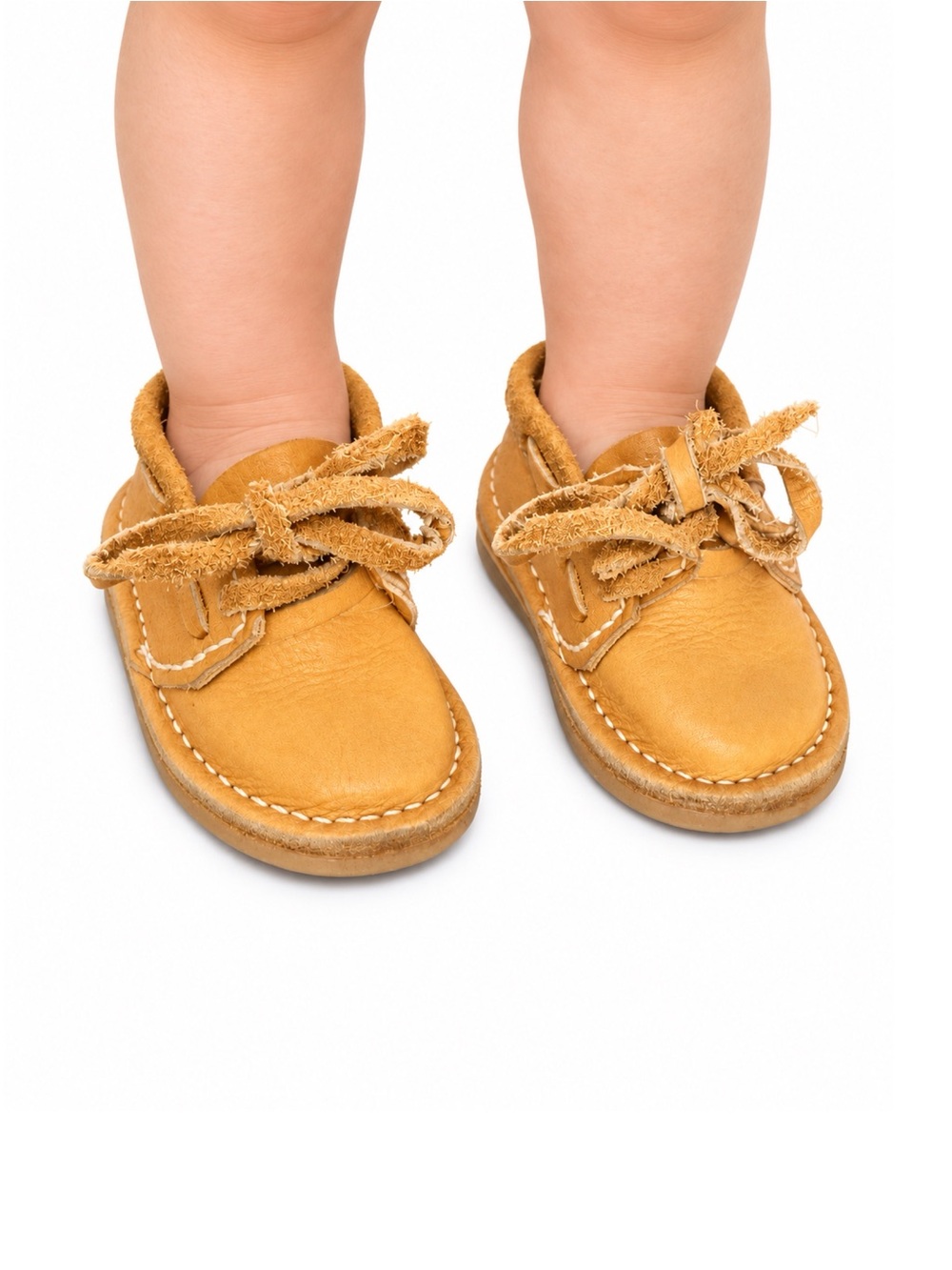 Size 5 Wide Toddler Handmade Mexican Leather Tan Moccasin Shoes Suede Tie Loafer